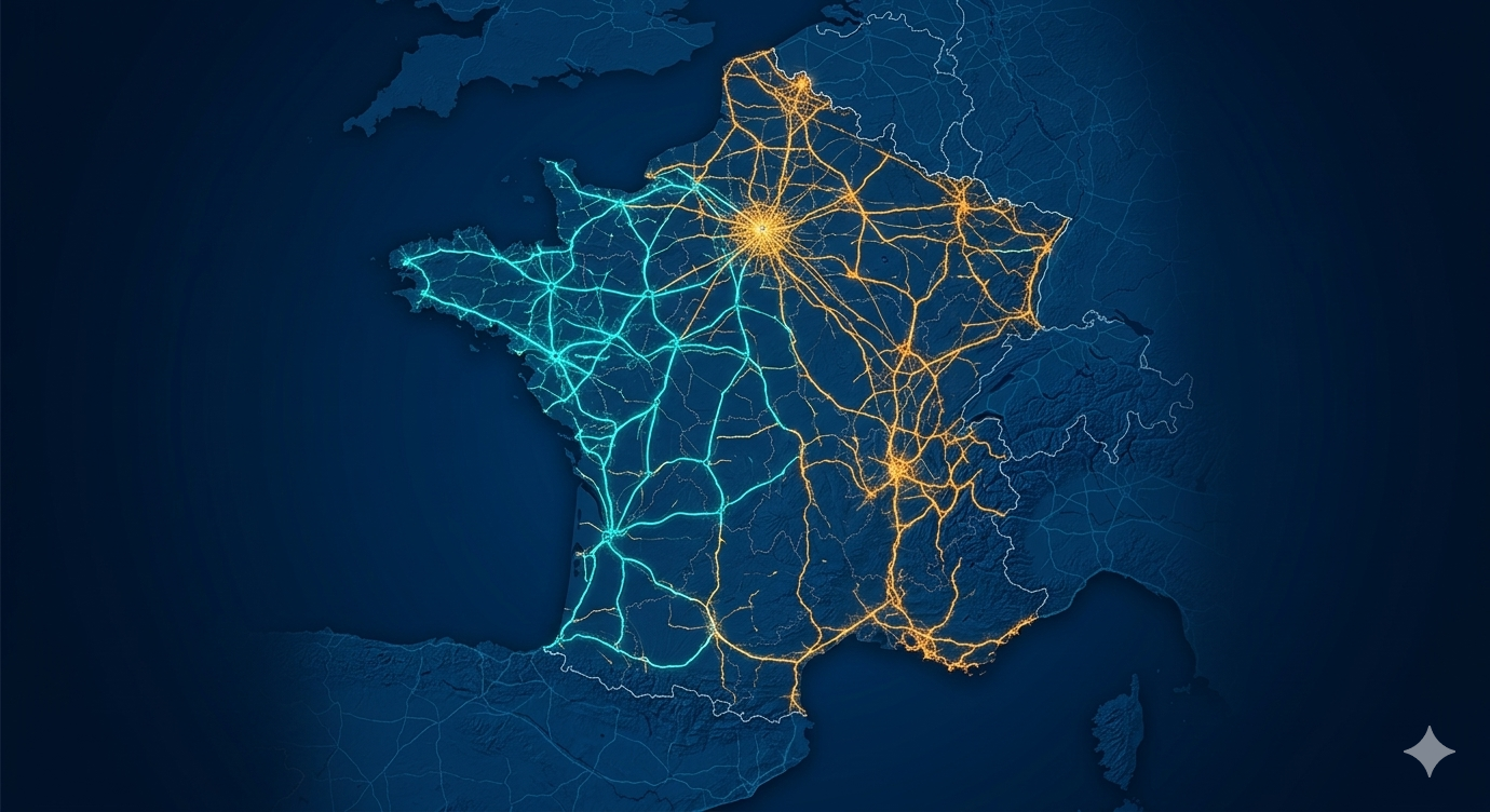 Visualisation d'analyses spatiales et réseaux complexes SIG en France